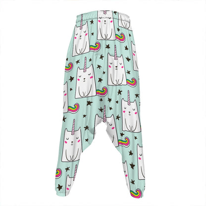 Cute Unicorn Cat Pattern Print Hammer Pants