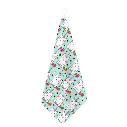 Cute Unicorn Cat Pattern Print Hand Towel