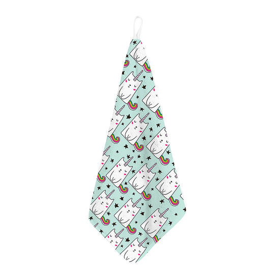 Cute Unicorn Cat Pattern Print Hand Towel