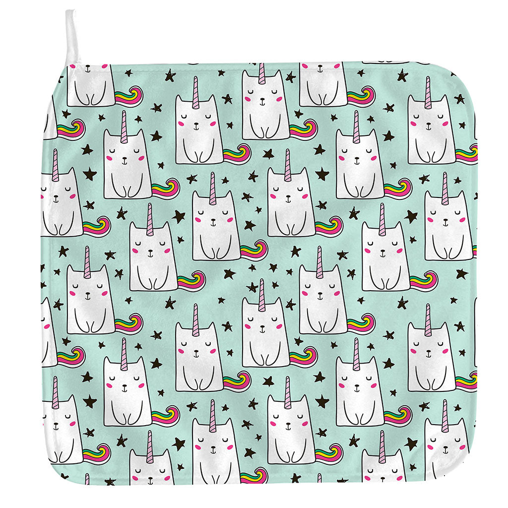 Cute Unicorn Cat Pattern Print Hand Towel