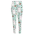 Cute Unicorn Cat Pattern Print High-Waisted Pocket Leggings