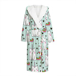 Cute Unicorn Cat Pattern Print Hooded Bathrobe