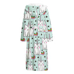Cute Unicorn Cat Pattern Print Hooded Bathrobe