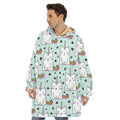 Cute Unicorn Cat Pattern Print Hoodie Blanket