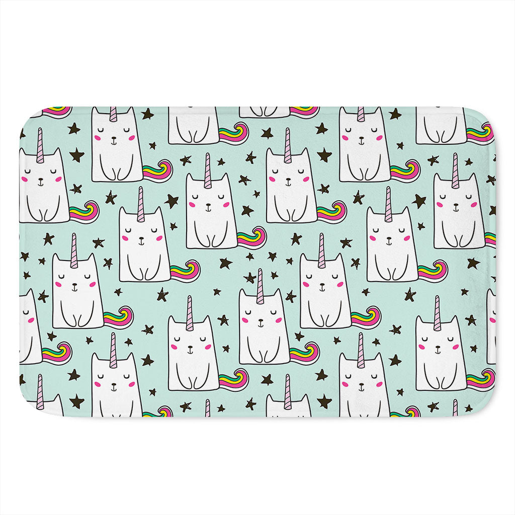 Cute Unicorn Cat Pattern Print Indoor Door Mat