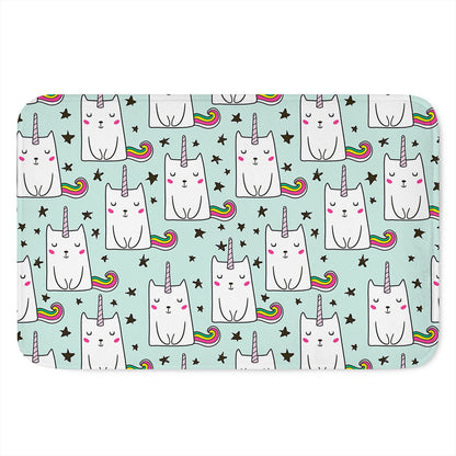 Cute Unicorn Cat Pattern Print Indoor Door Mat