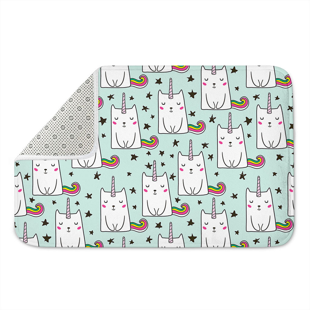 Cute Unicorn Cat Pattern Print Indoor Door Mat