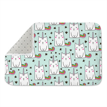 Cute Unicorn Cat Pattern Print Indoor Door Mat