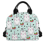 Cute Unicorn Cat Pattern Print Insulated Lunch Bag