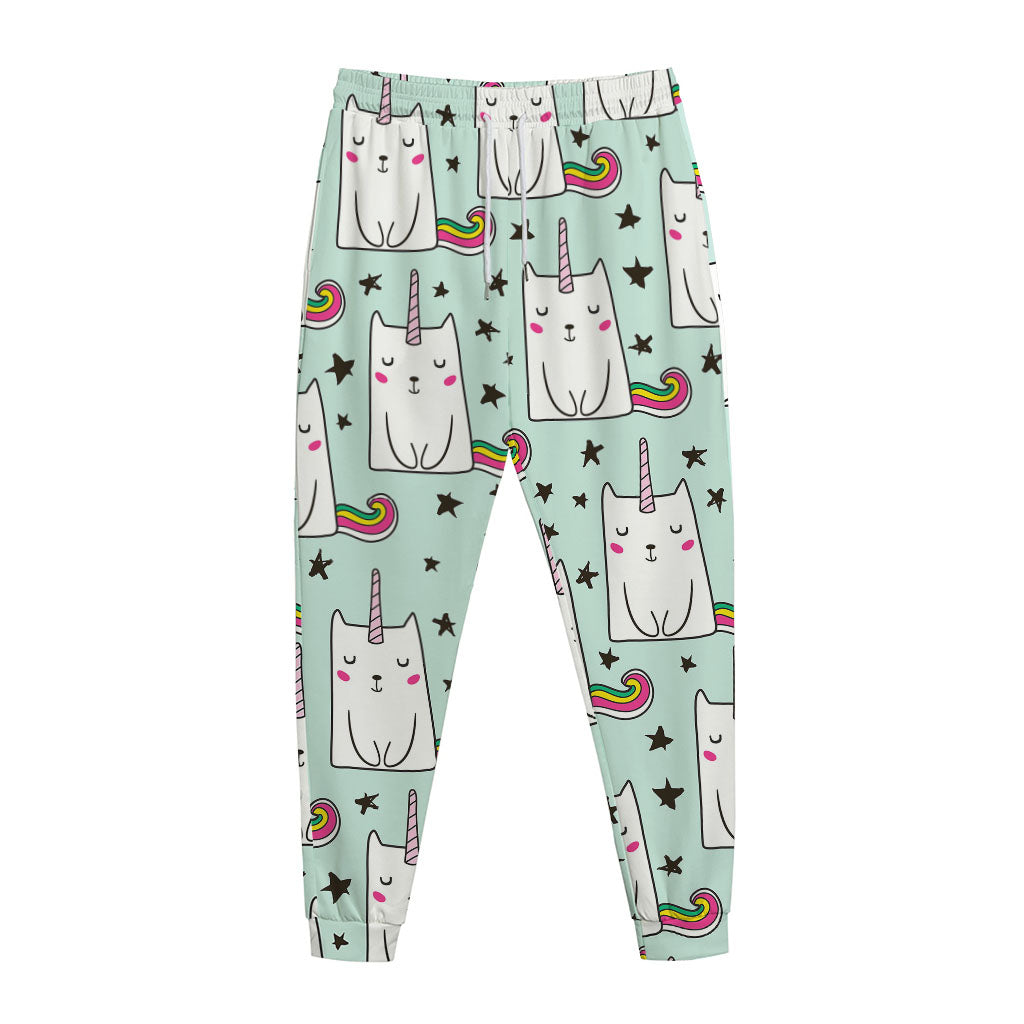 Cute Unicorn Cat Pattern Print Jogger Pants
