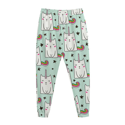 Cute Unicorn Cat Pattern Print Jogger Pants