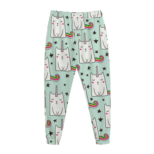 Cute Unicorn Cat Pattern Print Jogger Pants