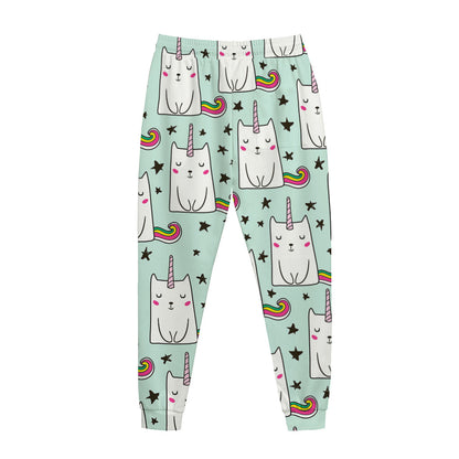 Cute Unicorn Cat Pattern Print Jogger Pants