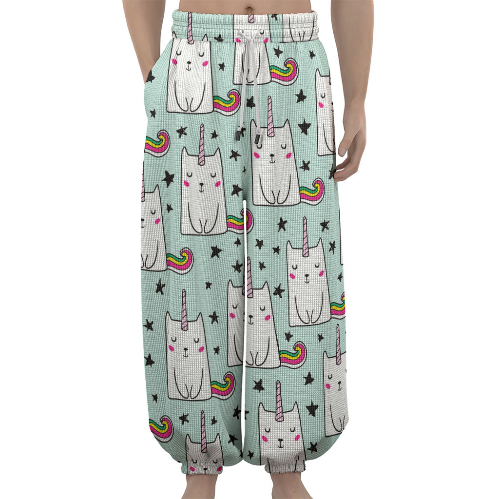 Cute Unicorn Cat Pattern Print Lantern Pants