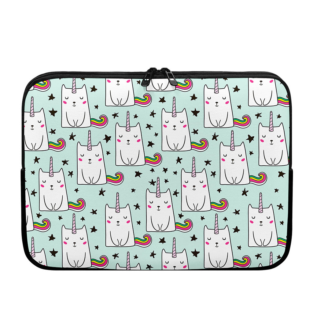 Cute Unicorn Cat Pattern Print Laptop Sleeve