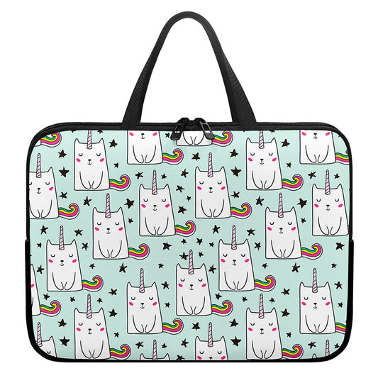 Cute Unicorn Cat Pattern Print Laptop Sleeve With Handle