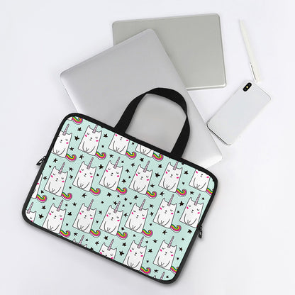 Cute Unicorn Cat Pattern Print Laptop Sleeve With Handle