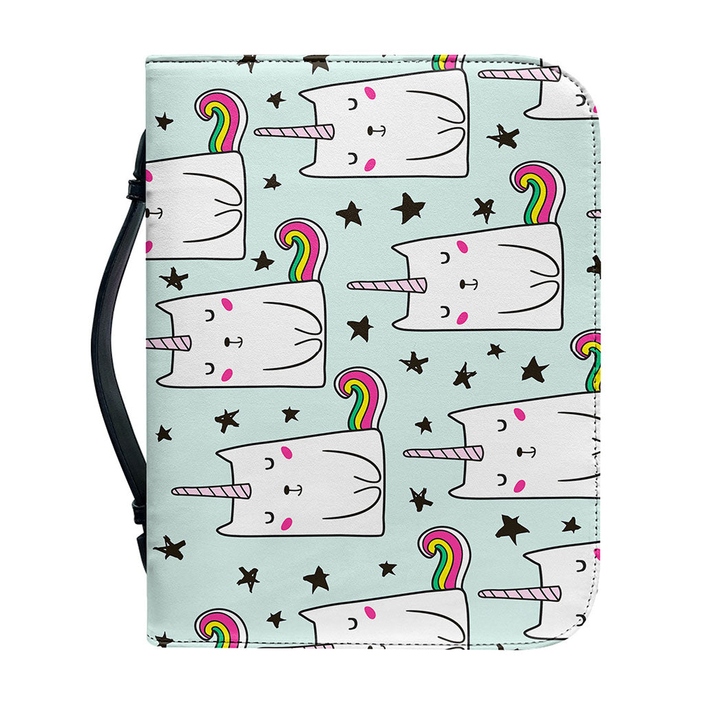 Cute Unicorn Cat Pattern Print Leather Bible Cover
