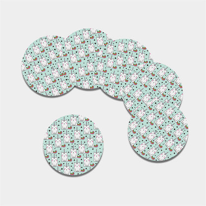 Cute Unicorn Cat Pattern Print Leather Coaster Set