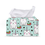 Cute Unicorn Cat Pattern Print Leather Tissue Box Cover