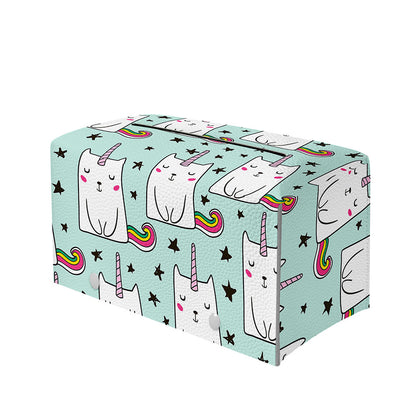 Cute Unicorn Cat Pattern Print Leather Tissue Box Cover