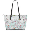 Cute Unicorn Cat Pattern Print Leather Tote Bag With Zipper