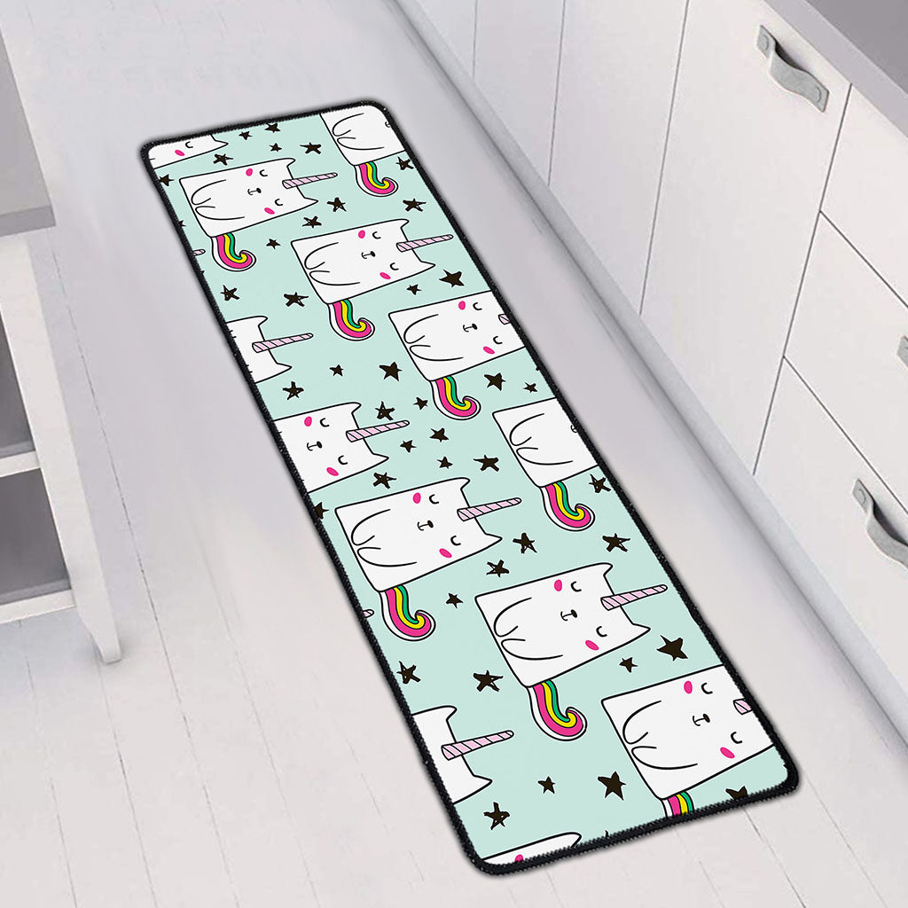 Cute Unicorn Cat Pattern Print Long Kitchen Mat