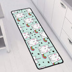 Cute Unicorn Cat Pattern Print Long Kitchen Mat