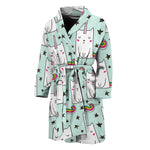 Cute Unicorn Cat Pattern Print Men's Bathrobe