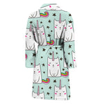 Cute Unicorn Cat Pattern Print Men's Bathrobe