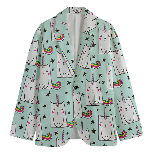 Cute Unicorn Cat Pattern Print Men's Blazer
