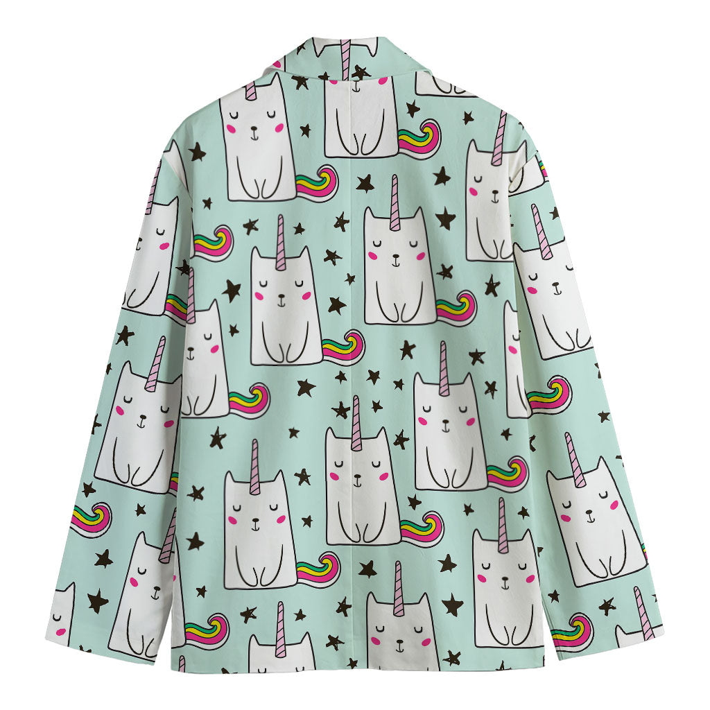 Cute Unicorn Cat Pattern Print Men's Blazer