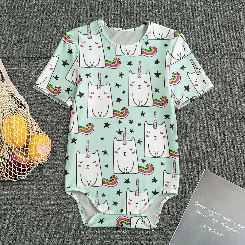 Cute Unicorn Cat Pattern Print Men's Bodysuit