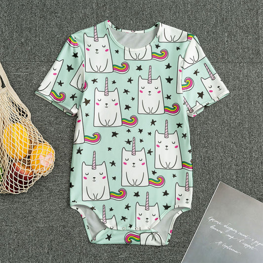 Cute Unicorn Cat Pattern Print Men's Bodysuit