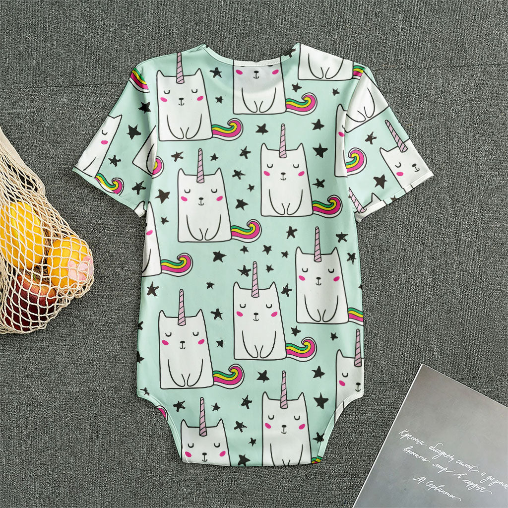 Cute Unicorn Cat Pattern Print Men's Bodysuit