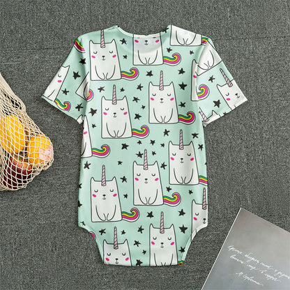 Cute Unicorn Cat Pattern Print Men's Bodysuit