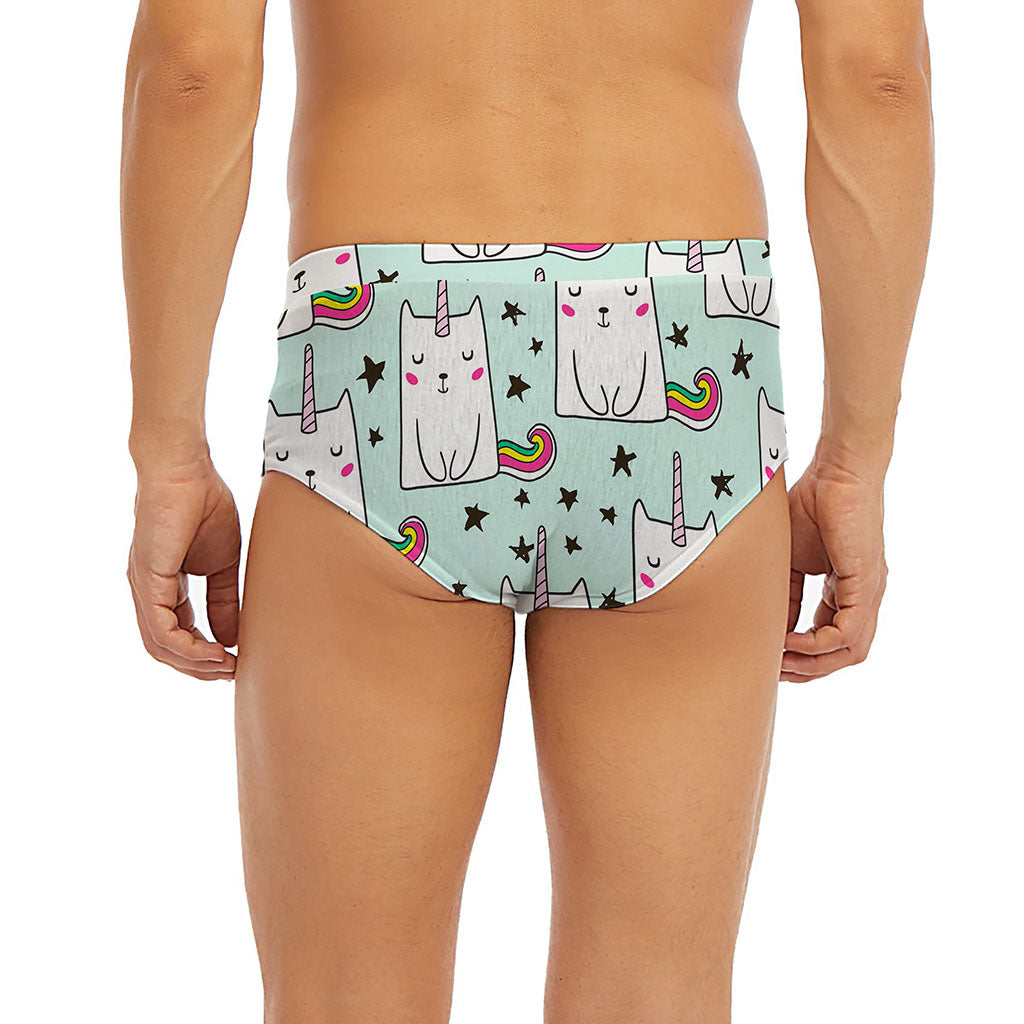 Cute Unicorn Cat Pattern Print Men's Briefs