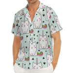 Cute Unicorn Cat Pattern Print Men's Deep V-Neck Shirt