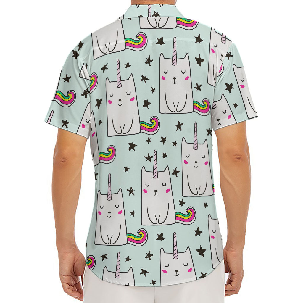 Cute Unicorn Cat Pattern Print Men's Deep V-Neck Shirt