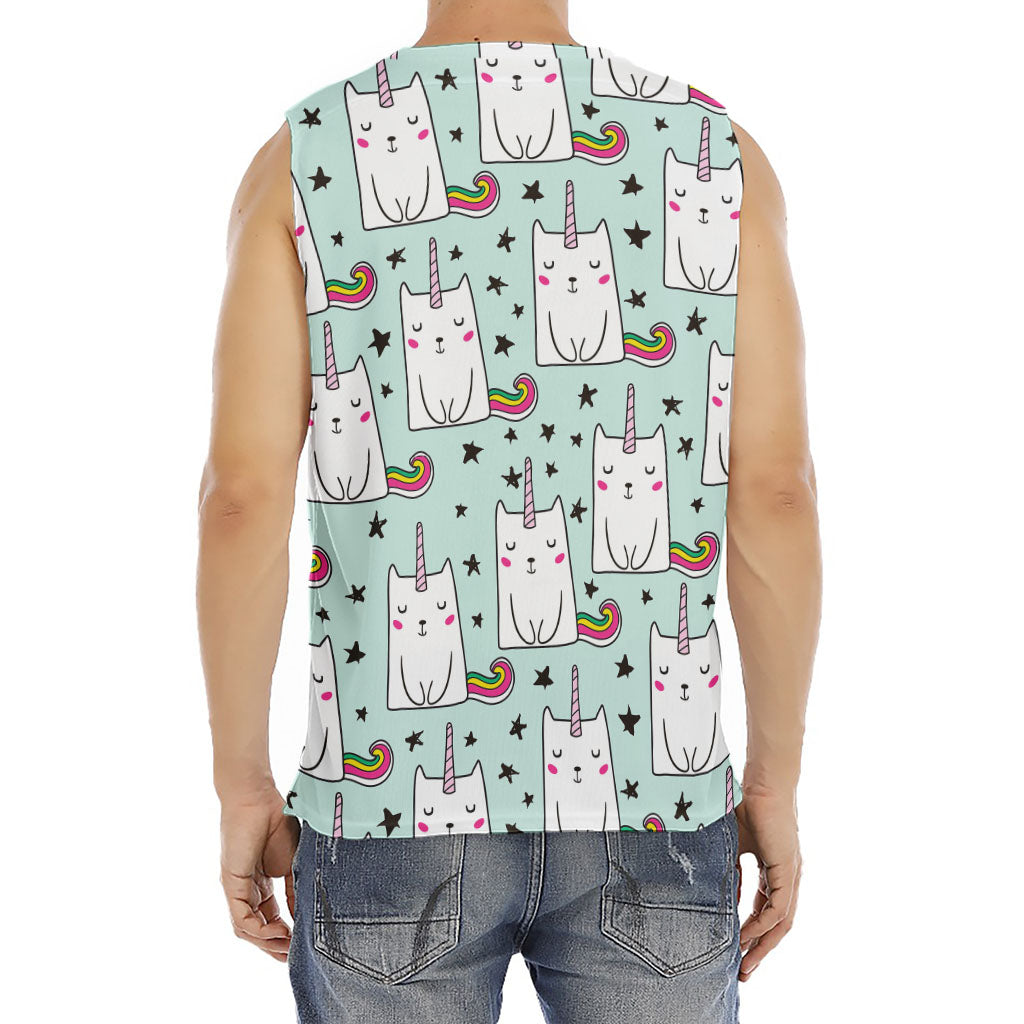 Cute Unicorn Cat Pattern Print Men's Fitness Tank Top