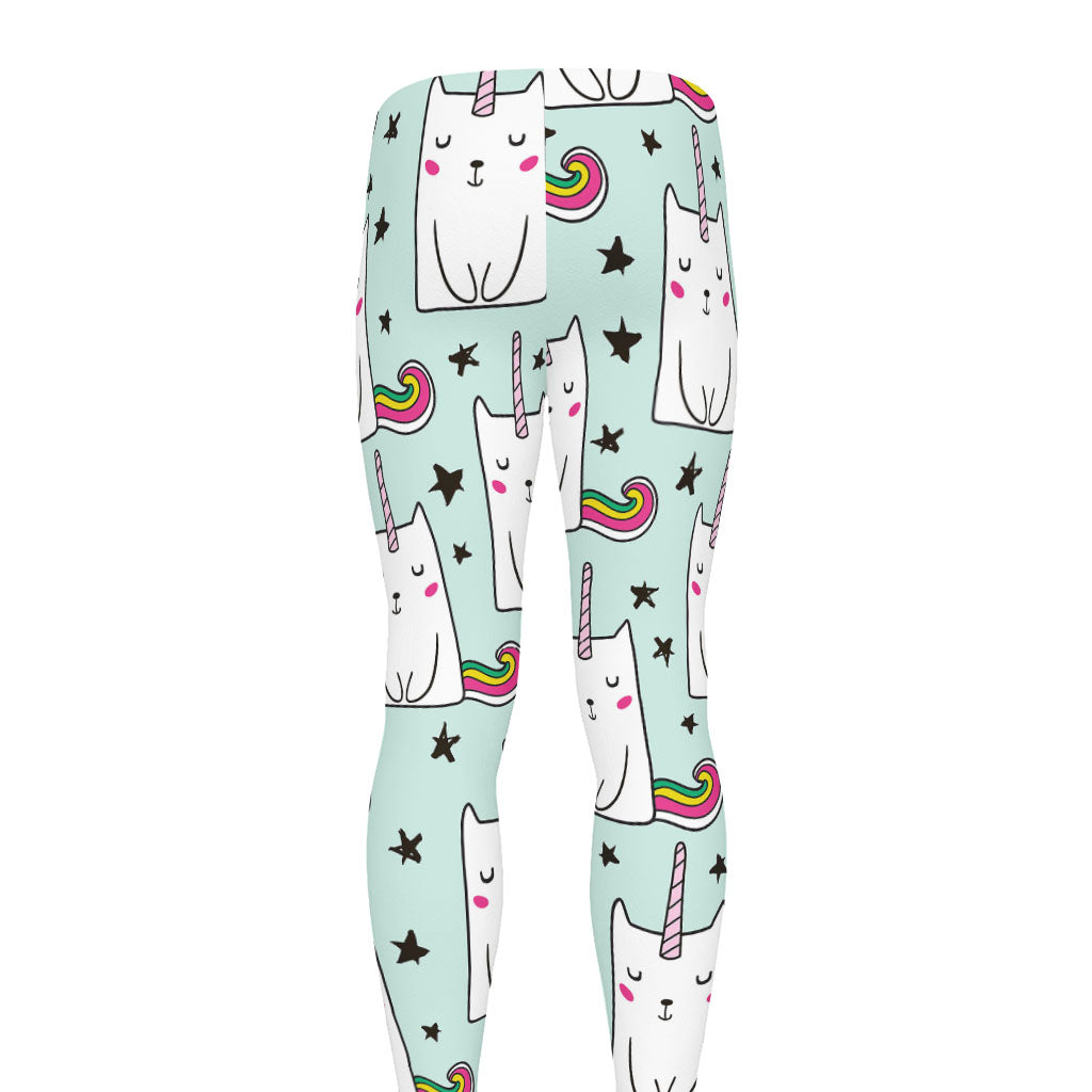 Cute Unicorn Cat Pattern Print Men's leggings