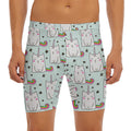 Cute Unicorn Cat Pattern Print Men's Long Boxer Briefs