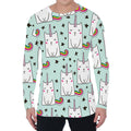 Cute Unicorn Cat Pattern Print Men's Long Sleeve T-Shirt