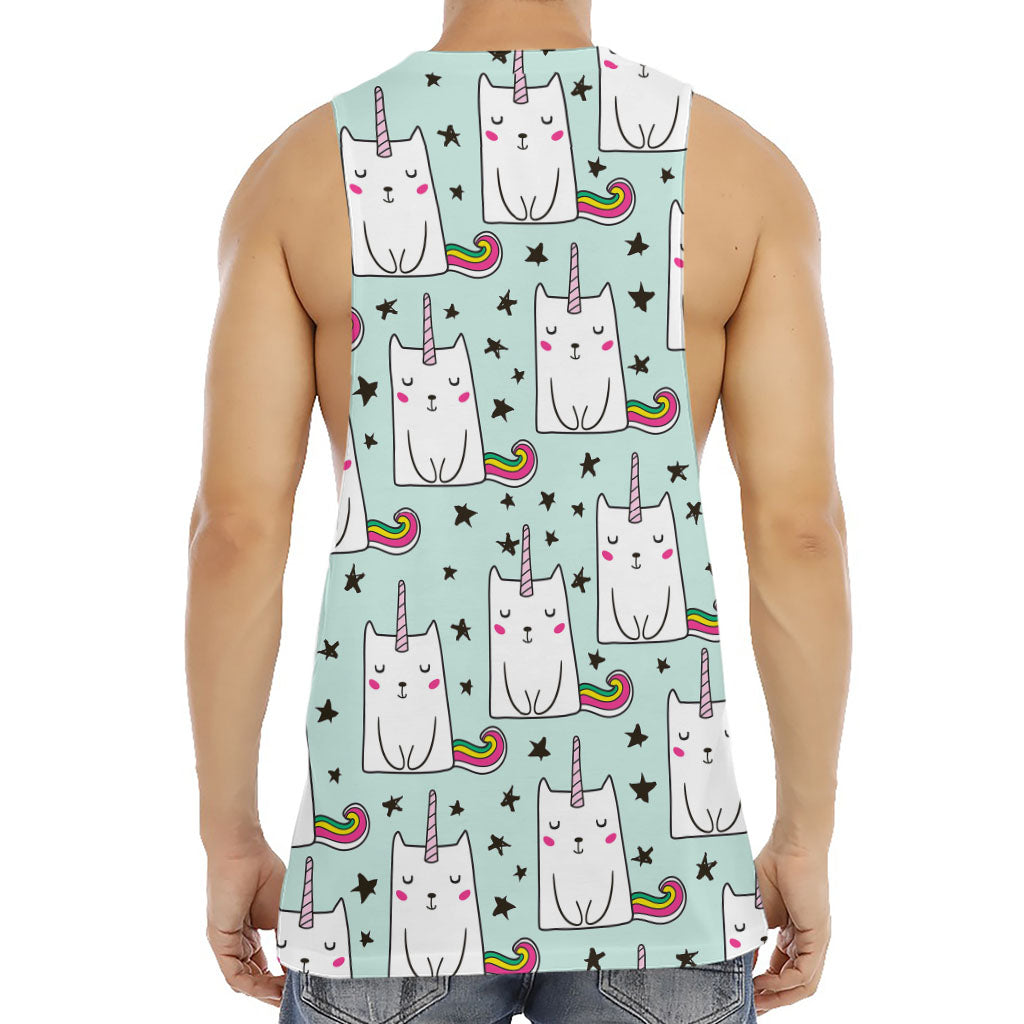 Cute Unicorn Cat Pattern Print Men's Muscle Tank Top