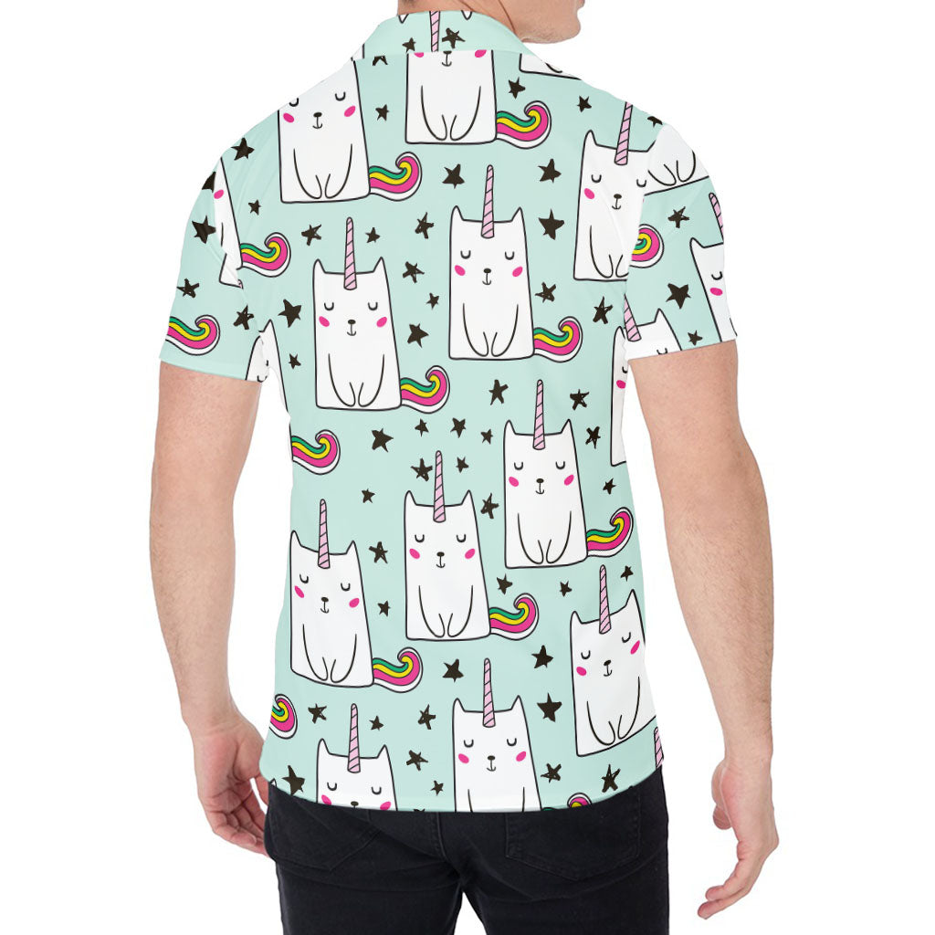 Cute Unicorn Cat Pattern Print Men's Shirt