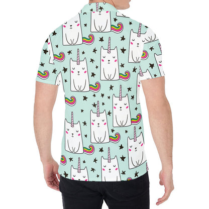Cute Unicorn Cat Pattern Print Men's Shirt