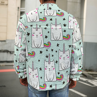 Cute Unicorn Cat Pattern Print Men's Shirt Jacket