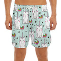 Cute Unicorn Cat Pattern Print Men's Split Running Shorts