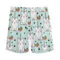 Cute Unicorn Cat Pattern Print Men's Athletic Shorts