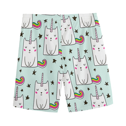 Cute Unicorn Cat Pattern Print Men's Sports Shorts